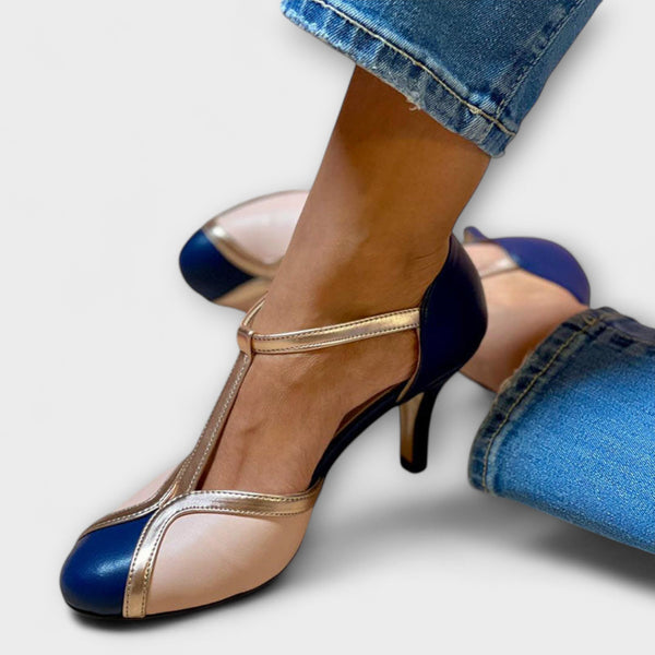 Alessia – Elegant Two-Tone T-Strap