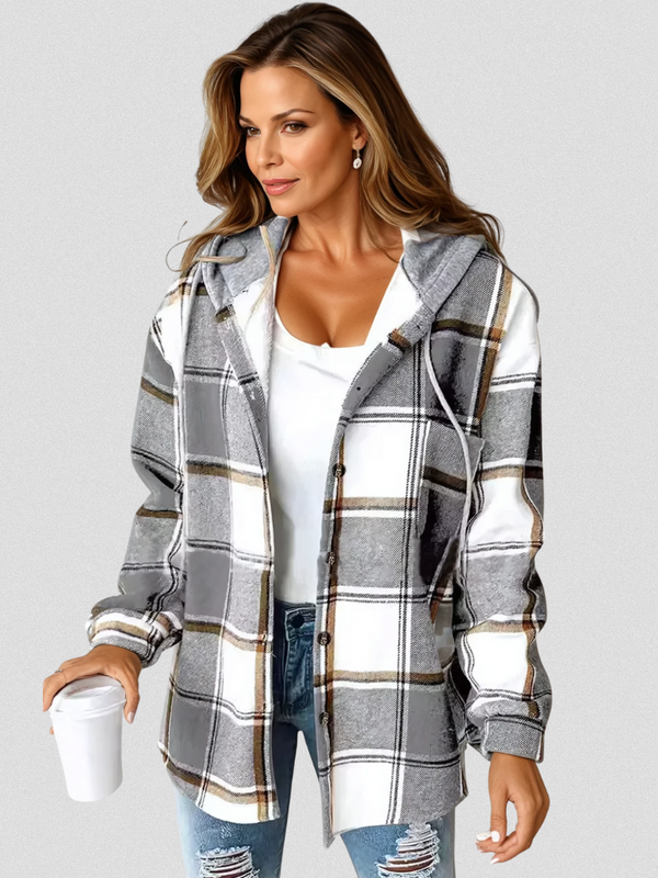 CAMDEN PLAID HOODED SHACKET