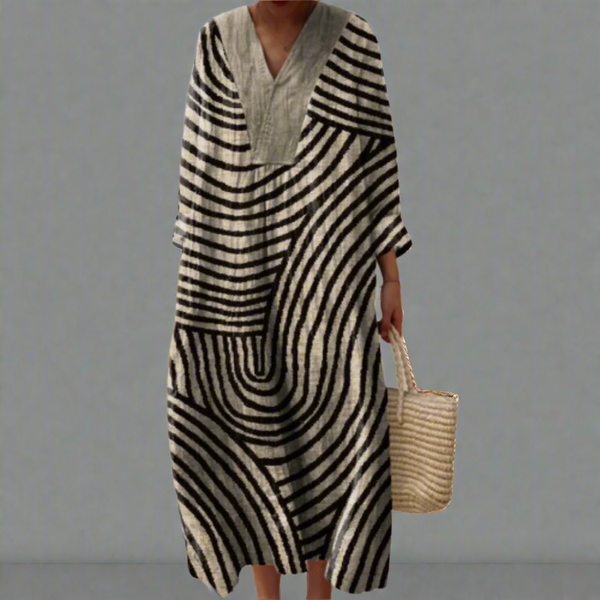 Irene | Monochrome Maze Flow Dress