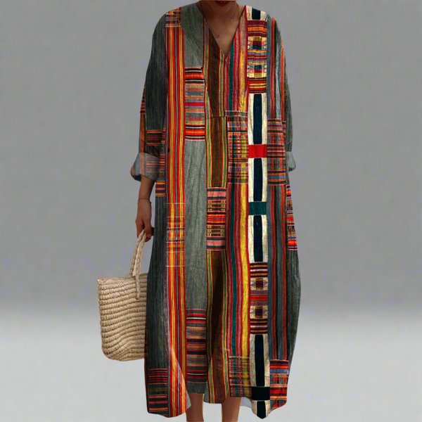 Marianne | Geometric Stripe Boho Maxi Dress