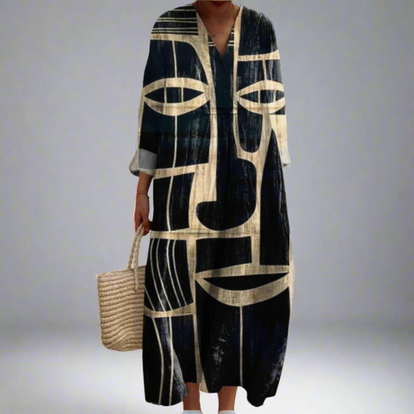 Lorna | Tribal-Inspired Artistic Midi Dress